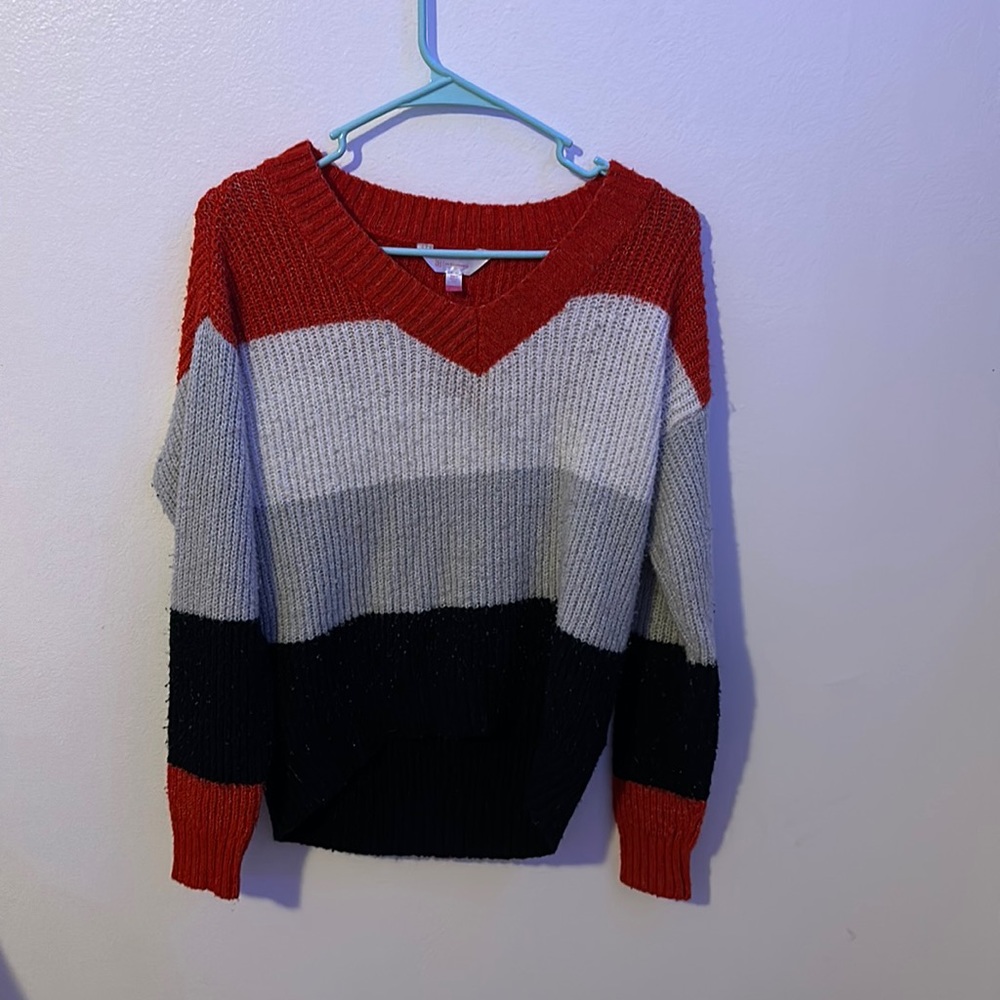 Red, White, Gray & Black Sweater